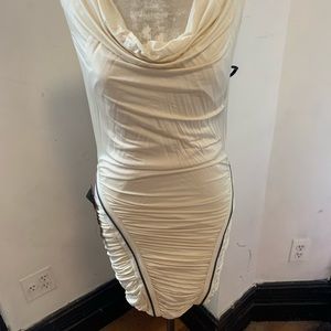 Brand New Beautiful Cowl Neck Ruched Zip dress.